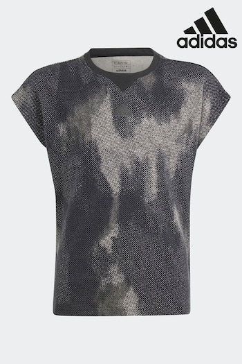 adidas Black Kids Sportswear Future Icons Allover Print Cotton T-Shirt (N01750) | £23