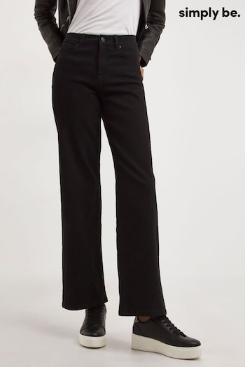 Simply Be 24/7 Wide Leg Black Jeans (N01777) | £26