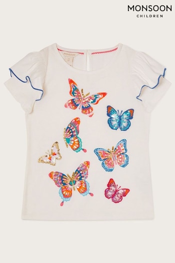 Monsoon Natural Sequin Embellished Butterfly Top (N01798) | £18 - £22