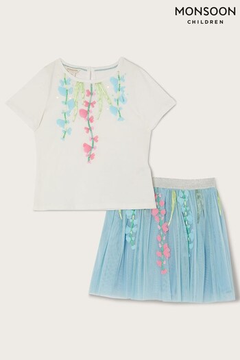 Monsoon Disco Floral Scatter Top & Skirt Set (N01800) | £38 - £43