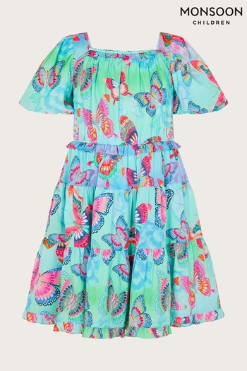 Monsoon Blue Ombre Butterfly Tiered Dress (N01801) | £30 - £35