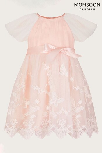 Monsoon Baby Pink May Butterfly Lace Dress (N01803) | £55 - £60