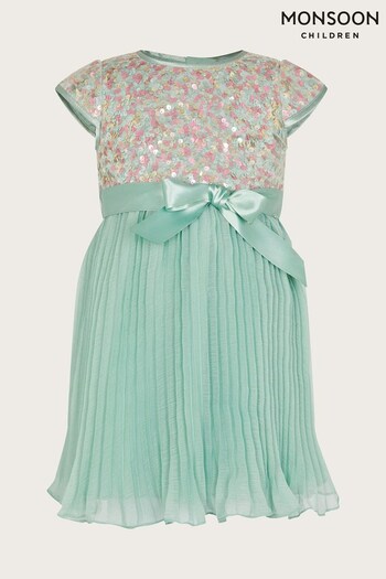 Monsoon Baby Green Disco Sequin Pleated Dress (N01805) | £37 - £39