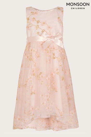 Monsoon Pink Blossom Flower Lace Dress (N01822) | £64 - £74
