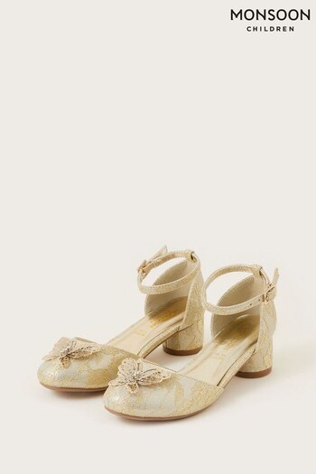 Monsoon Gold Lace Butterfly Two-Part Heels (N01829) | £26 - £30
