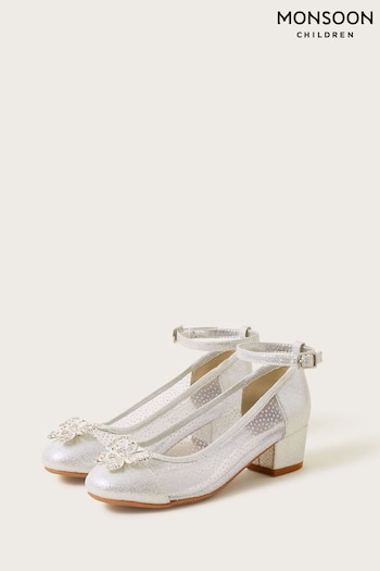 Monsoon Silver Diamante Butterfly Princess Heels (N01843) | £30 - £34