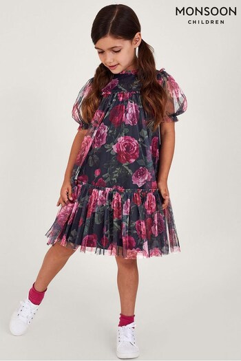 Monsoon Blue Coco Rose Occasion Tunic Dress (N01845) | £48 - £58