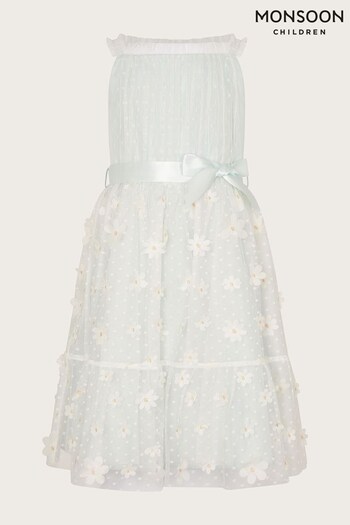 Monsoon Blue Polka Dot Daisy Tierred Dress (N01846) | £58 - £68