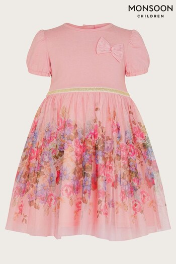 Monsoon Baby Pink Disco Posey Print Dress (N01863) | £34 - £38