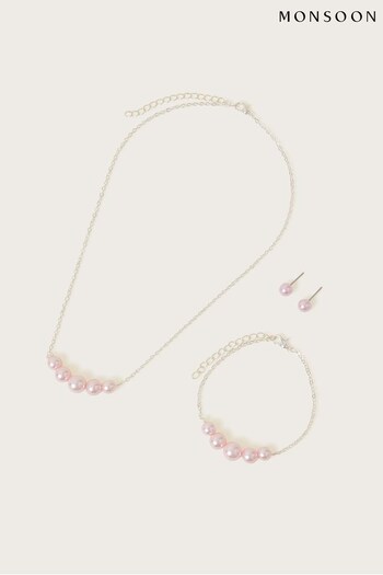 Monsoon Pink Bridesmaid Pearly Jewellery Set (N01881) | £8