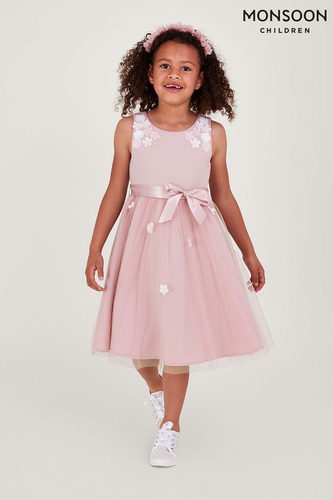 Monsoon Pink Layla 3D Scuba Dress (N01888) | £55 - £65