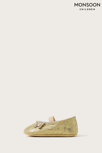 Monsoon Gold Lace Butterfly Detail Booties (N01898) | £14