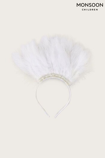 Monsoon White Embellished Fluffy Headband (N01901) | £15