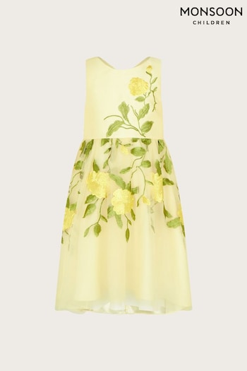 Monsoon Yellow Rose Embroidered Dress (N01916) | £57 - £67