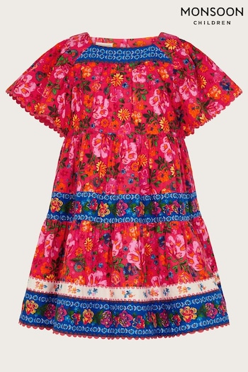 Monsoon Red Heritage Floral Mixed Print Dress (N01950) | £36 - £41