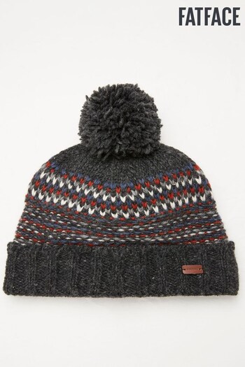 FatFace Grey Jack Textured Bobble Hat (N01957) | £25