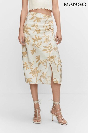 Mango Floral Cream Texture Skirt (N01980) | £15