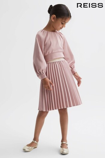 Reiss Pink Ezra Senior Pleated Elasticated Skirt (N02002) | £47