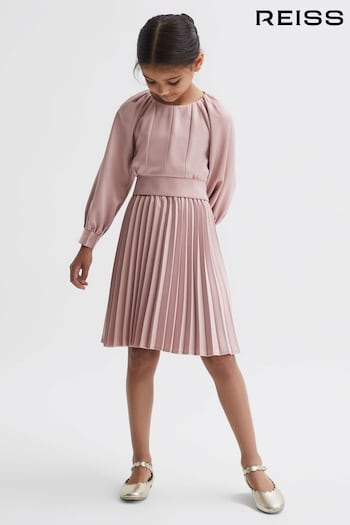 Reiss Pink Molly Junior Cropped Pleated Blouse (N02005) | £42