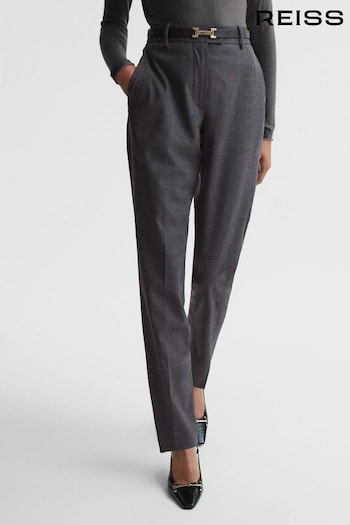 Reiss Grey Melange Sonny Petite Slim Fit Wool Blend Trousers (N02020) | £168