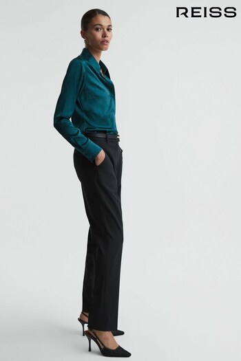 Reiss Black Sonny Slim Fit Wool Trousers (N02023) | £168