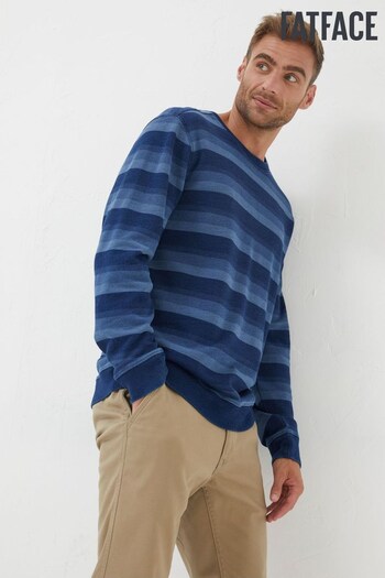 Fat Face Blue Indigo Stripe Crew Sweatshirt (N02036) | £49.50