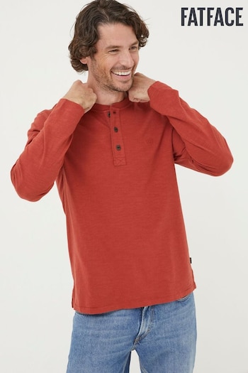 Fat Face Red Woodside Slub Henley T-Shirt (N02049) | £32.50