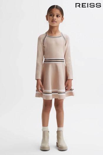 Reiss Pink Fallon Sparkle Knitted Long Sleeve Dress (N02113) | £45