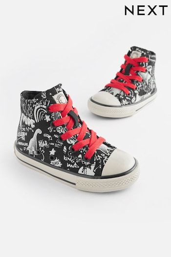 Black/White Graffiti Bump Toe logo Boots With Zip Fastening (N02125) | £18 - £22
