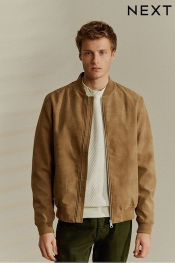 Neutral Faux Suede Bomber Jacket (N02159) | £65