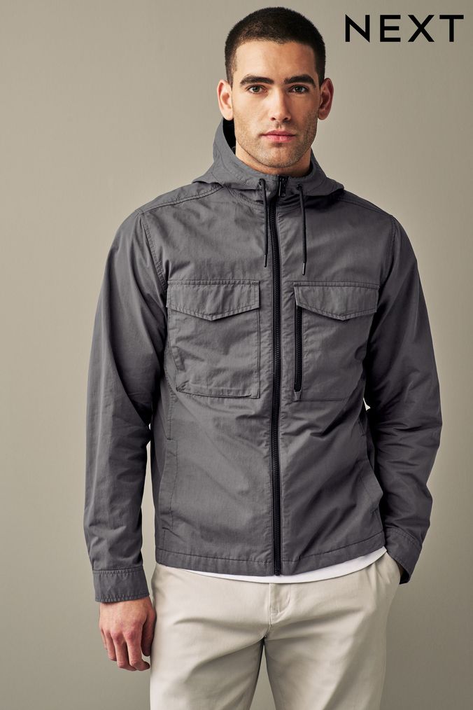 Men s Grey Shacket Grey Overshirt Next UK