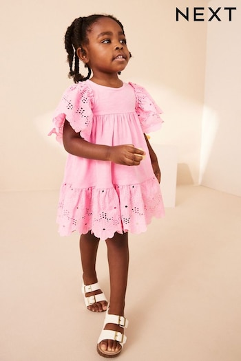 Pink Broderie Dress (3mths-7yrs) (N02226) | £16 - £20