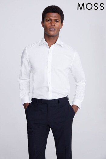 MOSS Tailored Fit Stretch Contrast White Shirt (N02242) | £35