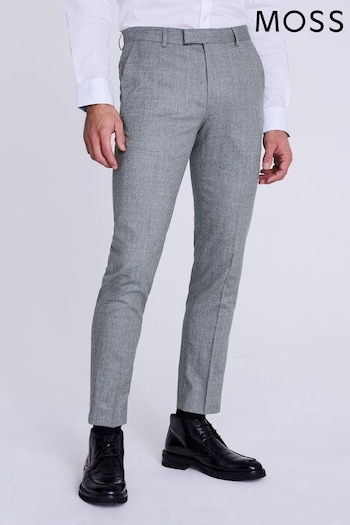MOSS Slim Fit Grey Flannel Trousers (N02245) | £140