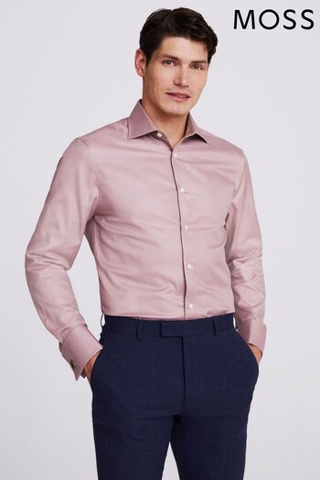 MOSS Tailored Fit Pink Double Cuff Twill Shirt (N02253) | £50