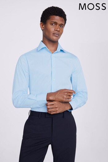 MOSS Tailored Fit Blue Performance Stretch Shirt (N02262) | £60