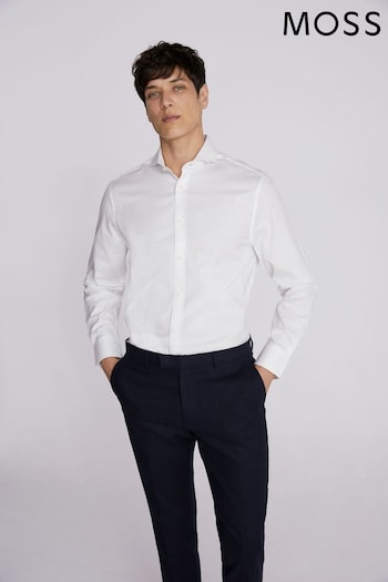 MOSS Regular Fit Dobby White Shirt (N02266) | £50