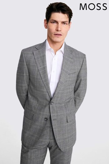 MOSS Tailored Fit Grey Check Performance Jacket (N02268) | £189
