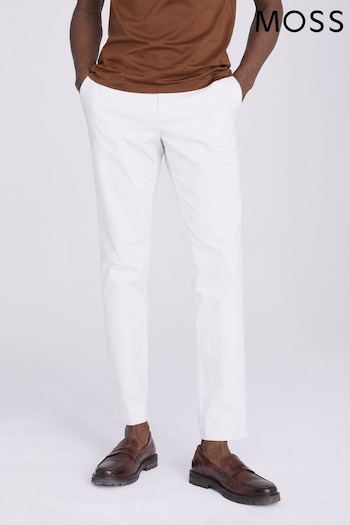 MOSS Slim Fit White Chinos Trousers (N02324) | £60