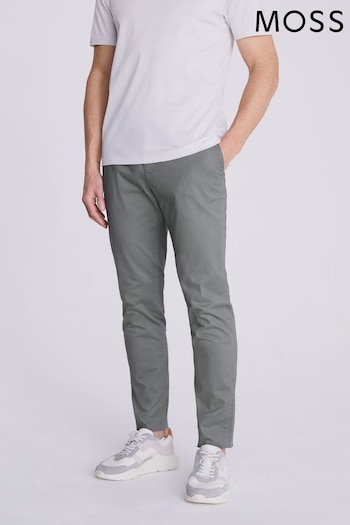 MOSS Slim Fit Grey Chinos Trousers (N02331) | £60