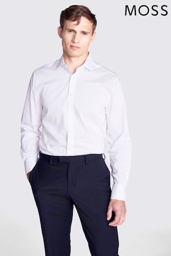 MOSS Regular Fit Double Cuff Stretch White Shirt (N02338) | £35