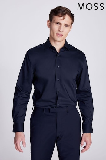 MOSS Regular Fit Stretch Navy Blue Shirt (N02339) | £35