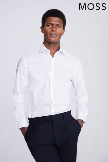 MOSS Slim Fit Stretch Contrast White Shirt (N02342) | £35