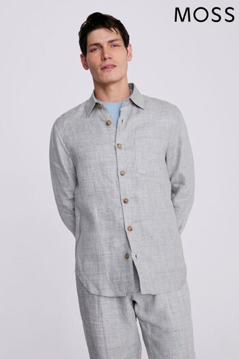 MOSS Grey Linen Overshirt (N02359) | £80