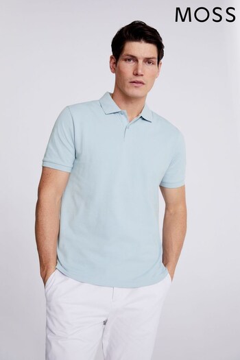 MOSS Sky Blue Pique Polo fit Shirt (N02460) | £25