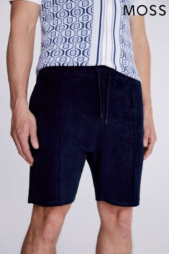 MOSS Navy Blue Terry Towelling Shorts (N02462) | £20