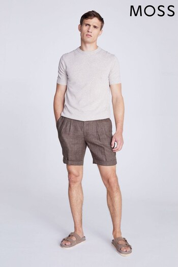 MOSS Brown Linen Casual Caste Shorts (N02492) | £60
