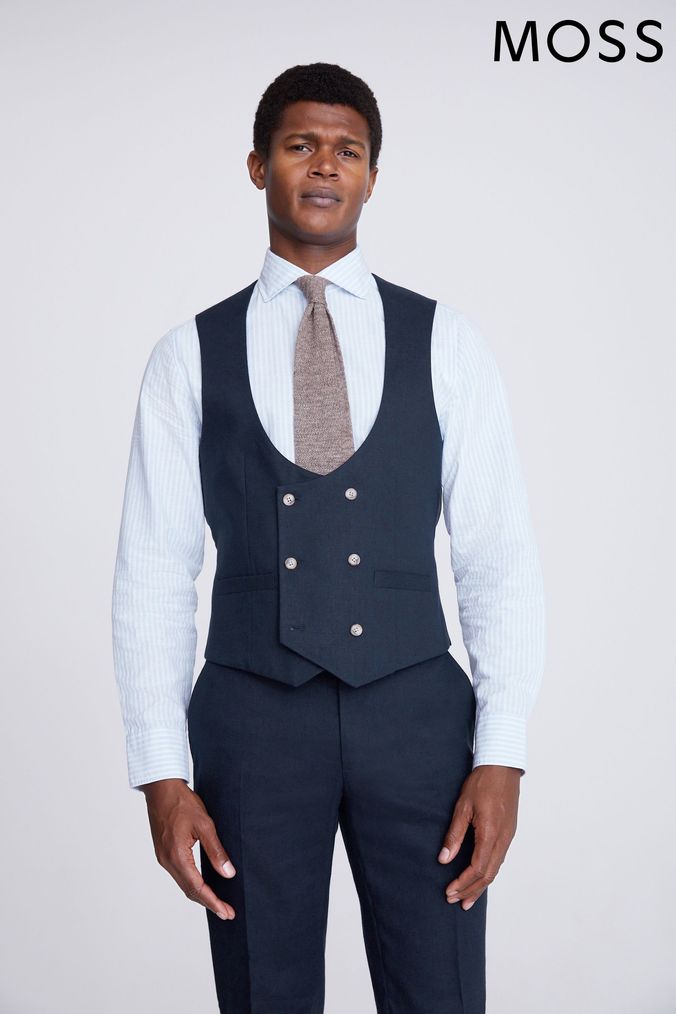 Buy Men s Blue Slim Fit Waistcoats Online Next UK