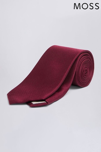 MOSS Red Burgundy Oxford Silk Tie (N02530) | £30
