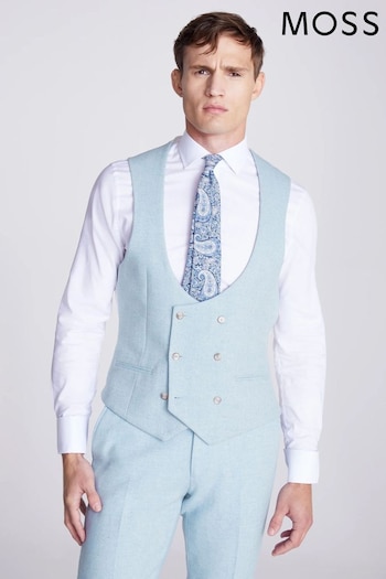 MOSS Tailored Fit Blue Donegal Waistcoat (N02536) | £90
